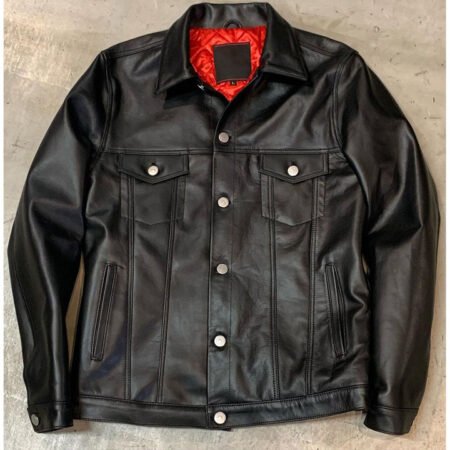 Shop Black Stylish Trucker Slim fit Leather Jacket Men by BJM