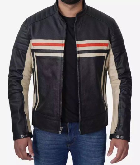 Shop Mens Black Cafe Racer Style Leather Jacket