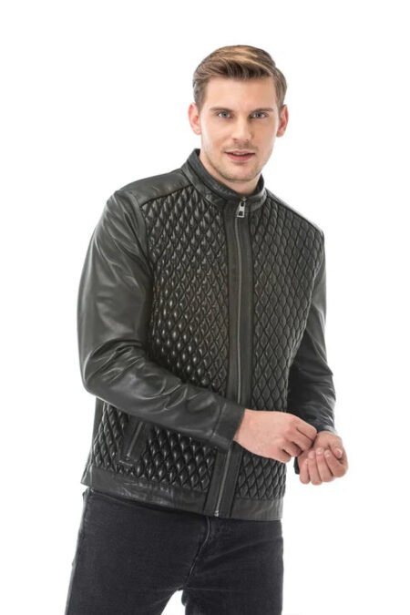 Shop Black Diamond Quilted Leather Jacket
