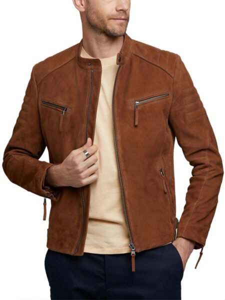 Shop MEN’S EXPRESS GENUINE SUEDE BIKER LEATHER JACKET BY BJM
