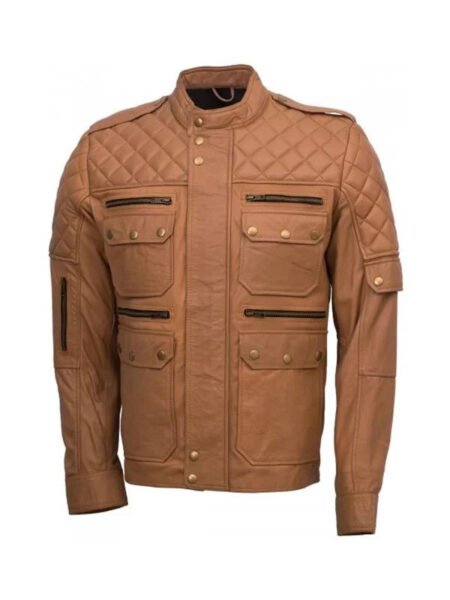 Shop Men’s Quilted Style Tan Sheepskin Jacket