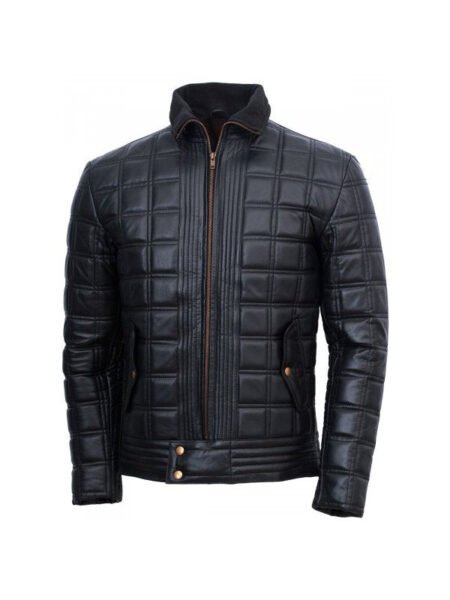 Shop MEN’S TRIMMED QUILTED LEATHER JACKET BY BJM
