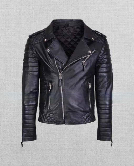 Shop MEN SLIM FIT MOTORCYLE LEATHER JACKET - Image 2