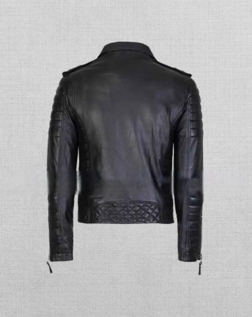 Shop MEN SLIM FIT MOTORCYLE LEATHER JACKET - Image 3