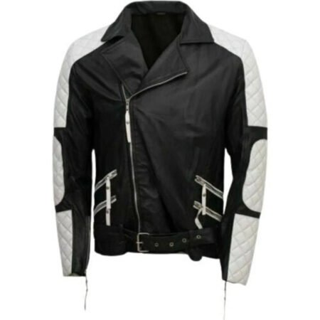 Shop Men's Lambskin BLACK & WHITE Leather Jacket by BJM