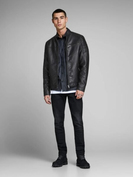 Shop Impressive Shiny Black Shoulder Padding Stylish Jacket For Men by BJM